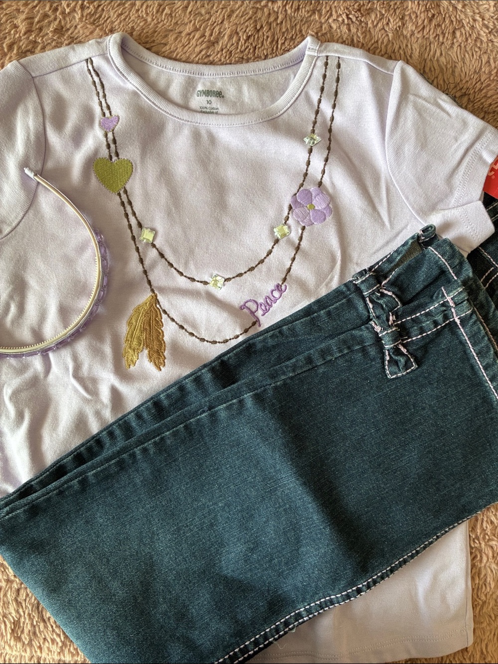 Gymboree Cowgirls at Heart Boot Cut Jeans with shirt and head band